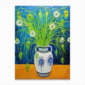 Flowers In A Vase Still Life Painting Love In A Mist Nigella 1 Canvas Print