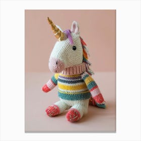 Knitted Unicorn In A Jumper Photography Canvas Print