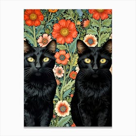 William Morris Two Black Cats Canvas Print