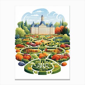 Chateau De Villandry Gardens France Modern Illustration 2 Canvas Print