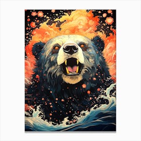 Bear In The Water 5 Canvas Print