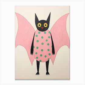 Pink Polka Dot Bat 1 Canvas Print