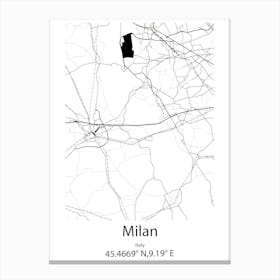 Milan,Italy Minimalist Map Canvas Print