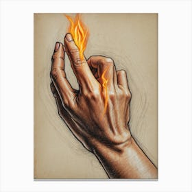 Flaming Hand Canvas Print