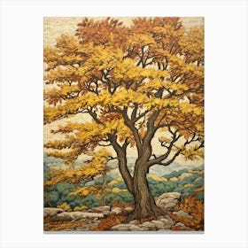 American Elm 3 Vintage Autumn Tree Print  Canvas Print