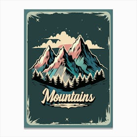 Vintage Mountains Sign Canvas Print