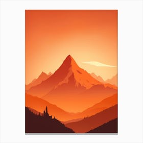 Misty Mountains Vertical Composition In Orange Tone 38 Canvas Print