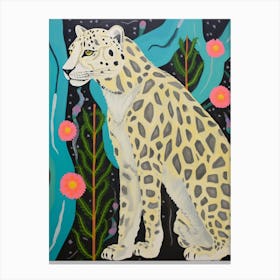 Maximalist Animal Painting Snow Leopard 5 Canvas Print