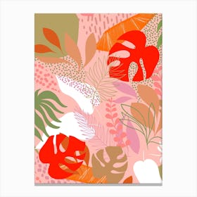 Tropical Boho Pattern Pink Canvas Print