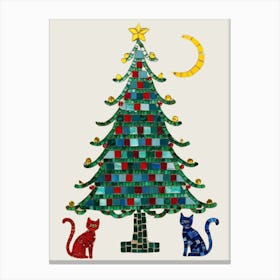 Christmas Tree With Cats Canvas Print