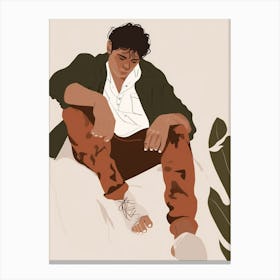Illustration Of A Man Sitting On A Couch Canvas Print