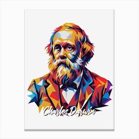 Charles Darwin Portrait WPAP Pop Art Canvas Print