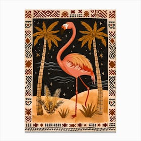 Greater Flamingo And Palm Trees Boho Print 1 Canvas Print