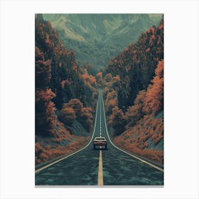 Car On The Road Roadtrip Illustration Canvas Print