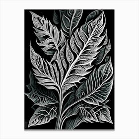 Sage Leaf Linocut Canvas Print
