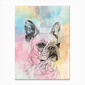 Pastel French Bulldog Line Illustration Canvas Print