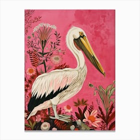 Floral Animal Painting Pelican 1 Canvas Print