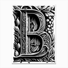 B, Letter, Alphabet Linocut 4 Canvas Print