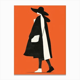 Woman In Black Coat Canvas Print