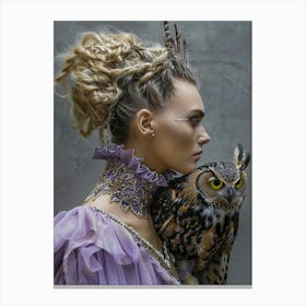 woman with gorgeous owl Canvas Print