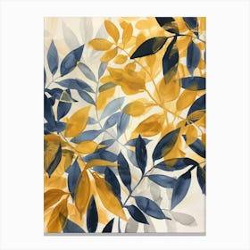 Yellow And Blue Leaves Canvas Print