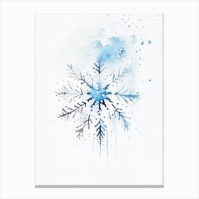 Winter, Snowflakes, Minimalist Watercolour 3 Canvas Print