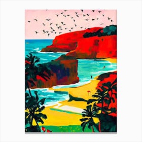 Crane Beach, Barbados Hockney Style Canvas Print