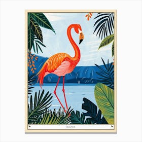 Greater Flamingo Bolivia Tropical Illustration 9 Poster Canvas Print