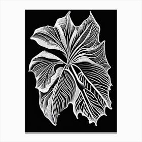 Sweet Violet Leaf Linocut Canvas Print