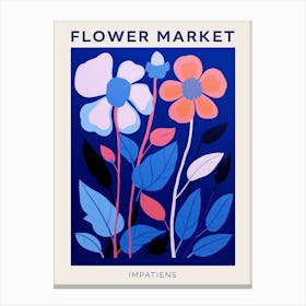 Blue Flower Market Poster Impatiens 2 Canvas Print