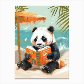 Giant Panda Reading Storybook Illustration 1 Canvas Print