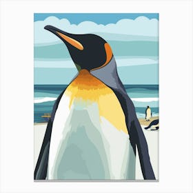 King Penguin Paradise Harbor Minimalist Illustration 3 Canvas Print