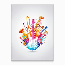 Colorful Music Background With Guitar Canvas Print