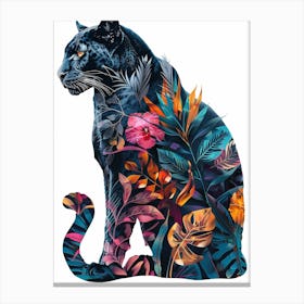 Double Exposure Realistic Black Panther With Jungle 34 Canvas Print