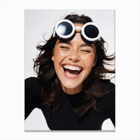 A Captivating Closeup Of A Woman Falling Into Laughter With Sheer Joy She Routinely Captures This (5) Canvas Print