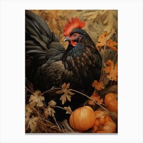 Dark And Moody Botanical Chicken 1 Canvas Print