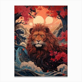 Lion In The Forest Canvas Print