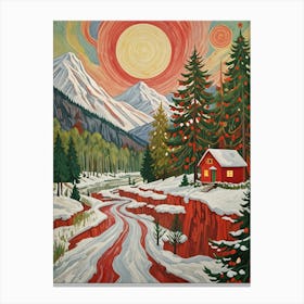 Winter Cabin In The Mountains Canvas Print