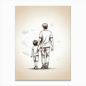 Father And Son Walking In The Park Canvas Print