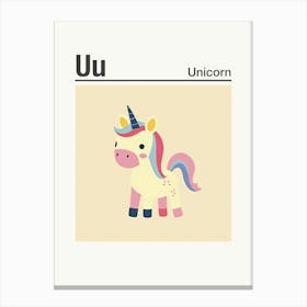 Animals Alphabet Unicorn 1 Canvas Print