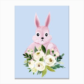 Bunny And Flower Wreath Canvas Print