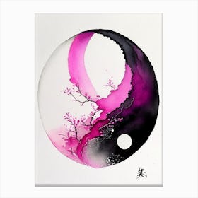 Pink 4 Yin and Yang Japanese Ink Canvas Print