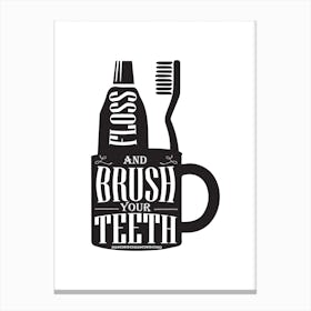 Brush Your Teeth Silhouette Canvas Print