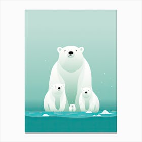 Ice Age Ensemble; Polar Bear Family Tale In Oil Canvas Print