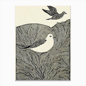 Dove 2 Linocut Bird Canvas Print
