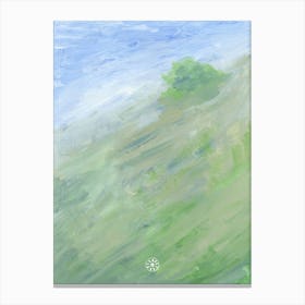 Summer Hill - hand painted impressionism vertical brush strokes nature green blue Canvas Print
