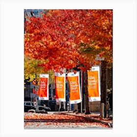 An Autumnal Scene Rich In Fall Foliage Utilizing A Vibrant Red And Orange Color Palette Showcasin 2 2 Canvas Print