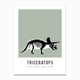 Triceratops, Dinosaur Boys Room Decor, Green Canvas Print