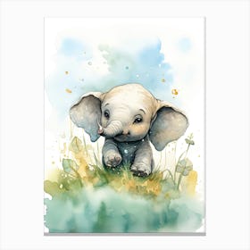Elephant Painting Scuba Diving Watercolour 2 Canvas Print