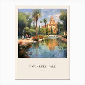 Maria Luisa Park Seville Spain Vintage Cezanne Inspired Poster Canvas Print